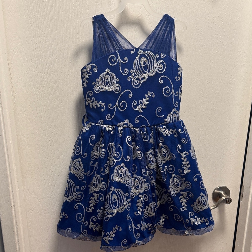 Disney Princess Cinderella Carriage Royal Blue Dress size 5-6
